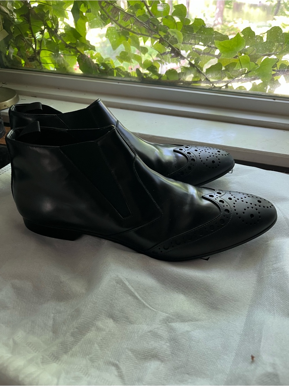 Prada Black Leather Wingtip Boots Men’s size 10 - Picture 3 of 5